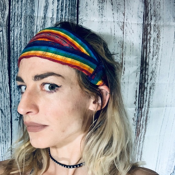 ✖️Rainbow Hippie Fabric Batik Style Headband - Picture 5 of 7